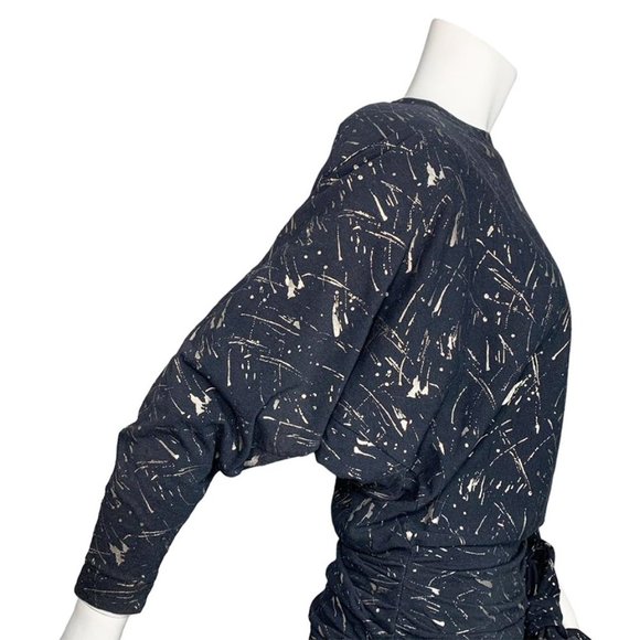 VINTAGE 1980's BETTINA RIEDEL Metallic Splatter Pattern Dress - Picture 7 of 8